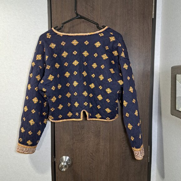 Ultra Pink Make Clothes For Fun retro blue & gold unique vest cardigan - Picture 2 of 5